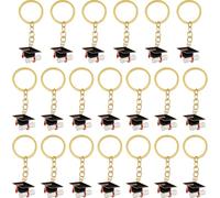 SUPERFINDINGS 20Pcs Graduation Hat Keychain Graduation Caps Keychain Set Alloy Enamel Grad Cap Charm with Gold Key Ring Class Of 2026 Party Favor for Senior Masters Degree Gift Keepsake,77mm