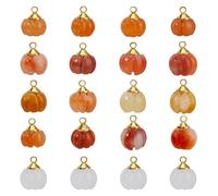 SUPERFINDINGS 20Pcs Natural Jade stones Charms Pumpkin Design Dangle Charms Autumn Random Colors Ball Round Exquisite Pendants Charm for Jewelry Making Bracelet Earrings Charm 10x7.5mm