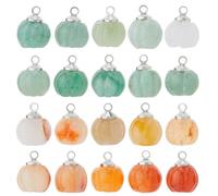 SUPERFINDINGS 20Pcs Natural Jade Stones Charms Pumpkin Shape Random Color Crystal Stone Charms with Brass Findings Halloween Fall Autumn Harvest Thanksgiving Pendants for DIY Jewelry Making