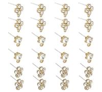 SUPERFINDINGS 24Pcs 3 Styles Stud Earring Rhinestone Earring Stud Finding Alloy Hypoallergenic Earrings Earrings Posts with Crystal Rhinestones and Horizontal Loops for DIY Jewelry Making Findings