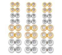 SUPERFINDINGS 24Pcs 4Styles Stopper Bead Plated Chain Double Beads Grip Slide Holder Stopper Charms Sterling Rondelle Spacer Brass Bead Pendants Stopper Chain Stopper Clip