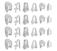 SUPERFINDINGS 24Pcs 6 Style Brass Pinch Bail Ice Pick Pinch Bails Pinch Clip Bail Clasp Necklace Pinch Clasp Bails for DIY Necklace Jewelry Making