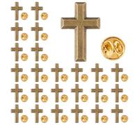 SUPERFINDINGS 24Pcs Alloy Cross Brooch Pins Cross Lapel Pins 2.4x1.6cm Christian Faith Brooches for Funeral Church Pray Lapel Pin Bulk for Costume Decorations