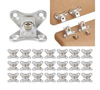 SUPERFINDINGS 24Pcs Butterfly Corner Brace Removable Corner Bracket Zinc Alloy 21x34x21mm Heavy Duty Right Angle Brace with 96Pcs Screws for Wood Furniture Cabinet Shelf Table Chair Bed Platinum