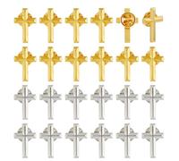 SUPERFINDINGS 24Pcs Crosses Lapel Pins Gold and Silver Sacramental Brooch Bulk Cross Set with Safety Backpacks for Suit Uniform Hats Church Gifts for Communion Reception