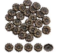 SUPERFINDINGS 24Pcs Flower Metal Shank Buttons Tibetan Sunflower Carved Sewing Buttons Antique Bronze Retro Buttons with Single Hole for Craft Coat,22mm/0.87inch