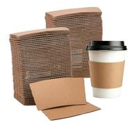 SUPERFINDINGS 250 Packs Coffee Sleeves Disposable Cup Sleeves for Paper Cups Insulation and Hand Protection Burlywood Cardboard Cup Sleeves for 10-24 oz Cups Hot and Cold Drinks in Cafes and Offices