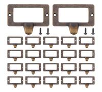 SUPERFINDINGS 25Pcs Label Frame Card Holder Alloy Office Library File Drawer Tag Antique Bronze Catalog Holder Pull Handles 1.71x2.3inch Cabinet Label Card Pull Handles with Screws for Drawer Cabinet