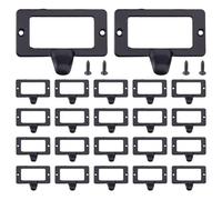 SUPERFINDINGS 25Pcs Label Frame Card Holder Alloy Office Library File Drawer Tag Black Catalog Holder Pull Handles 1.71x2.3inch Cabinet Label Card Pull Handles with Screws for Drawer Cabinet