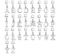 SUPERFINDINGS 26Pcs Alphabet Charms Alloy Rhinestone Pendant Clip On Charms Platinum Cat Puppy Charm Connect Charm for Party Wedding Gift Decoration Letter A~Z, 26mm