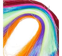 SUPERFINDINGS 2800Pcs Crystal Flash Fly Tying Material 0.5mm Wide Flashabou Tinsel 8 Mixed Color Nylon Streamer Saltwater Jig Lure Making 15~20cm Long Strands for Outdoor Fishing DIY Accessory