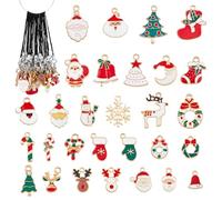 SUPERFINDINGS 29Pcs Christmas Mobile Straps Alloy Enamel Cell Phone Straps with Nylon Cord Cute Christmas Trees Santa Claus Elk Snowmen Mobile Dangle Charms for Smartphones Backpack Wallet