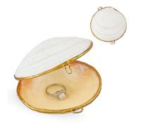 SUPERFINDINGS 2Pc Seashell Trinket Box Palm Sized 7.9x7.3x3.7cm Hinged Shell Jewelry Holder Beach Ring Dish Coastal Desktop Decor Wedding Ring Holder for Necklace Bracelets Supplies