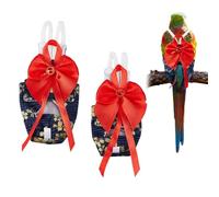 SUPERFINDINGS 2Pcs 2 Sizes Cotton Parrot Clothes Reusable Parrot Nappy Bird Diaper Harness with Red Bowknot Flight Suit Clothes for Conure Macaw Budgies Parakeet