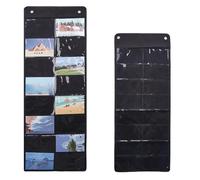 SUPERFINDINGS 2Pcs 2 Sizes Storage Pocket Chart Hanging File Organizer Pocket with 16 Pockets Wall File Organizer Folder Reusable Black Pocket Chart for Home/Office Files Papers