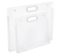SUPERFINDINGS 2Pcs 2Sizes Plastic Waterproof Folders with Handles Documents Pockets Case Portfolio Folder White Drawing Art Folder for Poster Storage Office Home 278~352x328~432mm