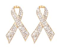 SUPERFINDINGS 2Pcs Breast Cancer Awareness Ribbon Pins Golden Rhinestone Ribbon Pins Alloy Cancer Awareness Brooches Hope Lapel Pin for Women Elegant Jewelry Gifts Breast Cancer Awareness Accessories