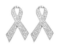 SUPERFINDINGS 2Pcs Breast Cancer Awareness Ribbon Pins Platinum Rhinestone Ribbon Pins Alloy Cancer Awareness Brooches Hope Lapel Pin for Women Jewelry Gifts Breast Cancer Awareness Accessories