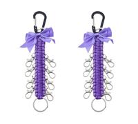 SUPERFINDINGS 2Pcs Cheer Bows Holder Handmade Carabiner Keychain Dance Team Hairbow Keychain Polyester Cheer Bows Holders With 2 8pcs Lobster Claw Clasps for Cheerlead