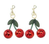 SUPERFINDINGS 2Pcs Cherry Bag Charm Disco Ball Cute Keychain Red Fruit Keyring Sparkling Hanging Pendant Charm for Women Bags Purse Car DIY Ornament