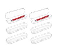 SUPERFINDINGS 2Pcs Clear Plastic Pencil Case Pen Gift Storage Box 6.97x1.54x0.85 Inch/17.7x3.9x2.15cm Slim Hard Case Oval Transparent Container for Pens Craft Items and Makeup Brushes