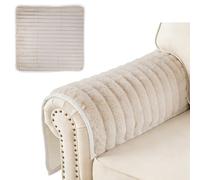 SUPERFINDINGS 2Pcs Couch Arm Cover Sofa Arm Covers Wheat Non-Slip Plush Sofa Armrest Protector 70x70cm Thick Fuzzy Armrest Pad Armchair Covers Set for Sectional Couch Armchair Slipcovers