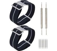 SUPERFINDINGS 2Pcs Elastic Nylon Watch Band 2cm Troops Paratrooper Military Parachute Style Black Replacement Watch Strap with Alloy Findings for Men Women
