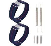 SUPERFINDINGS 2Pcs Elastic Nylon Watch Band 2cm Troops Paratrooper Military Parachute Style Dark Blue Replacement Watch Strap with Alloy Findings for Men Women