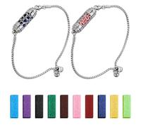 SUPERFINDINGS 2Pcs Essential Oil Diffuser Bracelet Aromatherapy Adjustable Column Bracelet with 20PCS Felt Pads Essential Oil Jewelry Gift for Mother's Day Christmas