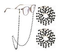 SUPERFINDINGS 2Pcs Eyeglasses Chains Eye Glasses Holders Around Neck Black Sunglass Holder Strap Face Mask Chains Eye Glasses String Holder with Silicone Loop Ends for Women Men,77.5cm