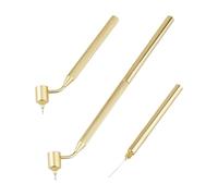 SUPERFINDINGS 2Pcs Fine Line Painting Pen Golden 0.5mm Fine-tip Outlining Tool Metal Slanting Pen Writer Paint Applicator for Mini Size Painting Fine Painting Greeting Card Pattern Drawing