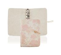 SUPERFINDINGS 2Pcs Flower Embroidery Refillable Journal Misty Rose Soft Fabric A6 Binder Cover 18x13x2.6cm 6 Ring Planner For Binder Inserts Travel Notebook And Budget Planning