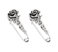 SUPERFINDINGS 2Pcs Flower Safety Pin Rose Flower Shape Brooch Pin Antique Silver Large Safety Pins Brooch Alloy Floral Kilt Pins for Scarf Backpack kirt Cardigan Hat Scarf