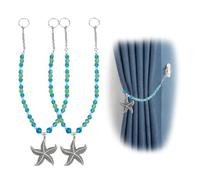 SUPERFINDINGS 2Pcs Glass Curtain Tie Backs Curtain Holders with Alloy Starfish Pendants Ocean Theme Decorative Tie Backs for Home Bedroom Office Drapes Curtain 44.9cm