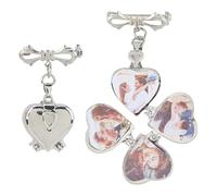 SUPERFINDINGS 2Pcs Heart Platinum Lapel Pins Metal Heart Health Brooch Cute Brooches for Women Fashion Jewelry Clothing Decoration Anniversary Accessories Gifts 4.7cm