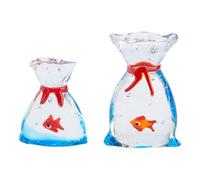 SUPERFINDINGS 2Pcs Miniature Glass Goldfish Tiny Animals Figurines Goldfish in Bag Figurines Aquarium Ornaments Decorations for DIY Dollhouse Display Crafts Ornaments Handmade Landscape