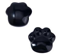 SUPERFINDINGS 2Pcs Obsidian Crystal Cat Paw Print Figurine Cute Black Animals Gemstone Ornaments Natural Obsidian Kitty Crystals Stones Mini Cat Paw Print Statue for Cats Lover Desk Home Decor