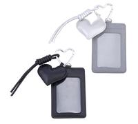 SUPERFINDINGS 2Pcs Photocard Holder Keychain 2 Colors Heart Style PC Holder ID Badge Holder with Keychain Vertical ID Card Cover Protective Case for Bus Student Card Photo Protector