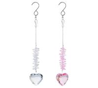 SUPERFINDINGS 2Pcs Red & Clear Hanging Heart Crystals Glass Heart Prisms Ornaments Hearts Hanging Ornament for Window Home Car Garden 285mm