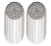 SUPERFINDINGS 2PCS Rhinestone Shoulder Tassel Shoulder Epaulettes Silver Retro Tassel Epaulette Shoulders Bages Punk Epaulette for Men and Women Clothes Accessories