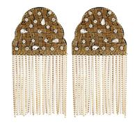 SUPERFINDINGS 2PCS Rhinestone Tassel Shoulder Epaulettes Brooch Pin Retro Rhinestone Shoulder Badges Detachable Tassel Epaulettes Punk Epaulette for Men Women Uniform Clothes Decor, 19.8cm/7.8", Iron+