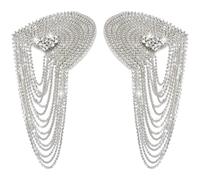 SUPERFINDINGS 2PCS Rhinestone Tassel Shoulder Punk Detachable Shoulder Brooch Pin Retro Elegant Rhinestone Shoulders Badges Suit Epauletter Blazer Badge for Men Women, Tassel:4.61"/11.7cm, Felt+