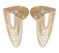 SUPERFINDINGS 2PCS Rhinestone Tassel Shoulder Punk Detachable Shoulder Brooch Pin Retro Elegant Rhinestone Shoulders Badges Suit Epauletter Blazer Badge for Men Women, Tassel:4.61"/11.7cm, Felt+