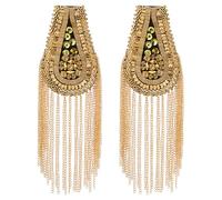 SUPERFINDINGS 2PCS Rhinestone Tassel Shoulder Shoulder Brooch Pin Retro Rhinestone Shoulders Badges Detachable Tassel Epaulettes Punk Fringe Epault for Jackets Suits Clothes Decor, 19.5cm/7.7", Iron+