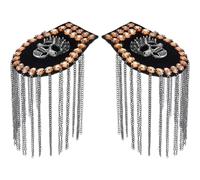 SUPERFINDINGS 2PCS Rhinestone Tassel Shoulder Skull Punk Detachable Shoulder Brooch Pin Gothic Shoulders Badges with Orange Rhinestone Suit Epauletter Blazer Badge for Men Women, Tassel:4.17"/10.6cm