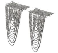 SUPERFINDINGS 2Pcs Shoulder Epaulettes Resin Bead Tassel Link Chain Epaulet Tassel Fringe Shoulder Epaullette Punk Shoulder Jewelry Epaulettes for Cloth Suit, Light Grey