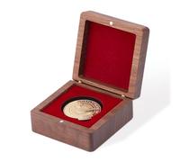 SUPERFINDINGS 2PCS Single Coin Storage Case 3.15inch Wood Challenge Coin Dispaly Case Coins Presentation Box with Red Velvet 1.77inch/4.5cm Slot Coins Holder with Lid for Collection Storage Display