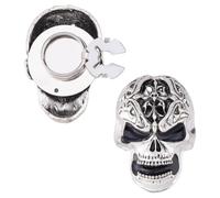 SUPERFINDINGS 2Pcs Skull CuffLinks Alloy Rhinestone Antique Silver Skeleton Cufflinks Gothic Shirt Studs Button Funny Skull Shape Men's Cufflink for Halloween Party Punk Style Suit Accesorries Jewelry
