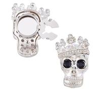 SUPERFINDINGS 2Pcs Skull CuffLinks Alloy Rhinestone Silver Skeleton Cufflinks Gothic Shirt Studs Button Funny Skull Shape Men's Cufflink for Men Theme Party Pirate Punk Style Suit Accesorries Jewelry
