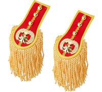 SUPERFINDINGS 2PCS Tassel Shoulder Uniform Fringe Shoulder Epaulettes Brooch Pin with Gold Tassel Detachable Fringe Epaulettes Golden Link Chain Epaulet Punk Epaulette for Costume Decor, 28cm/11